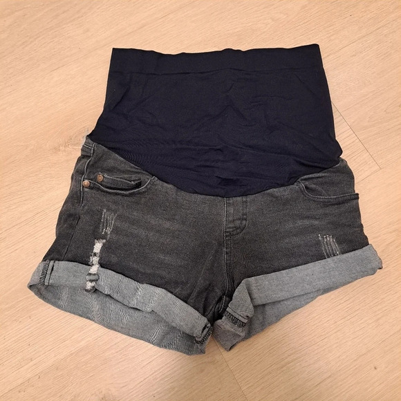 Hofish Grey Black Distressed Over The Belly Shorts Size Small - Picture 1 of 6